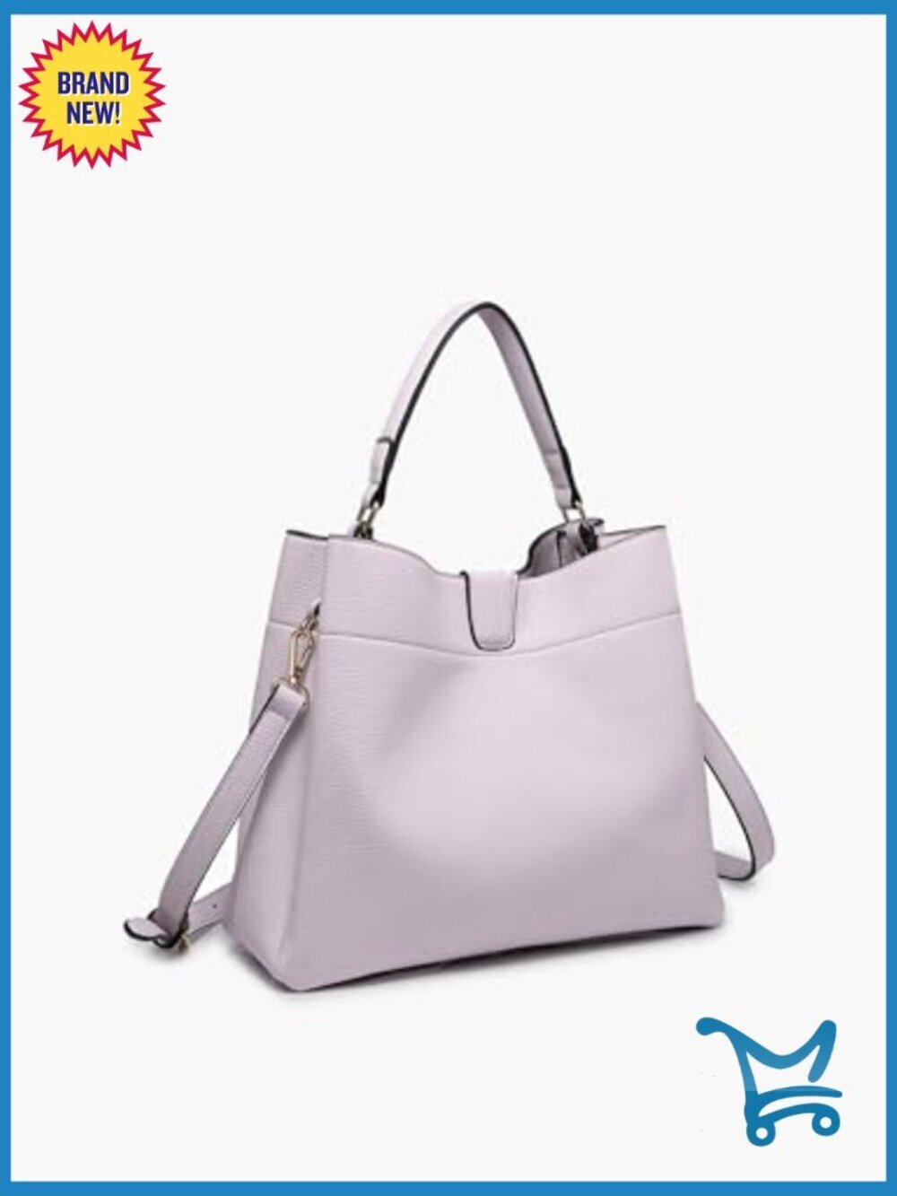 Vegan Leather Satchel with Adjustable Crossbody Strap, 11x10.5 Inches - Picture 4 of 5